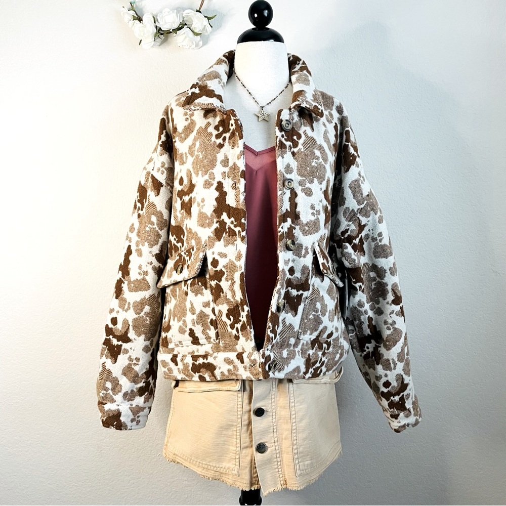 Sonoma Animal Print Collared Wool Jacket